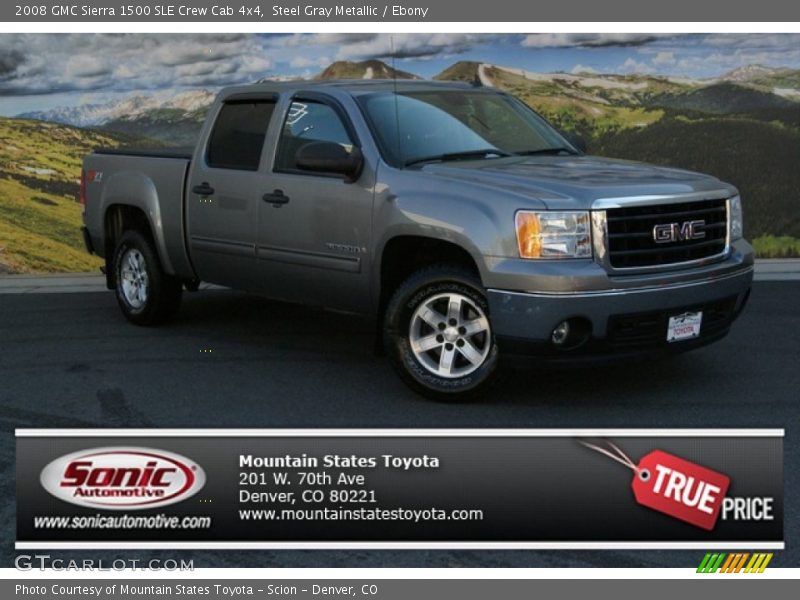Steel Gray Metallic / Ebony 2008 GMC Sierra 1500 SLE Crew Cab 4x4