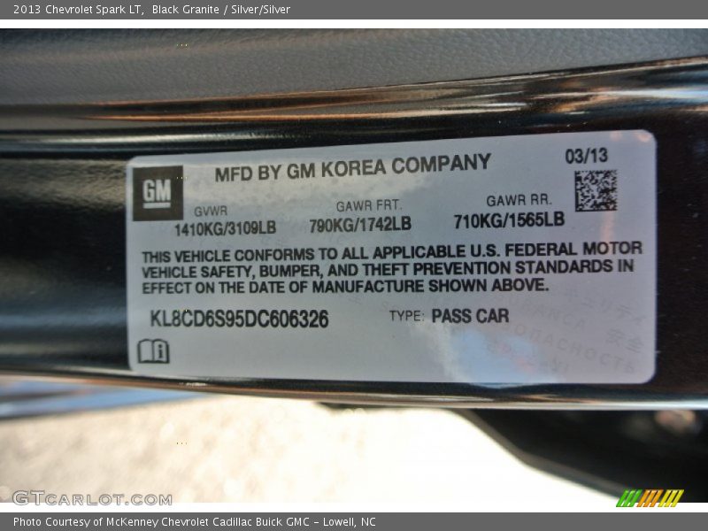 Black Granite / Silver/Silver 2013 Chevrolet Spark LT