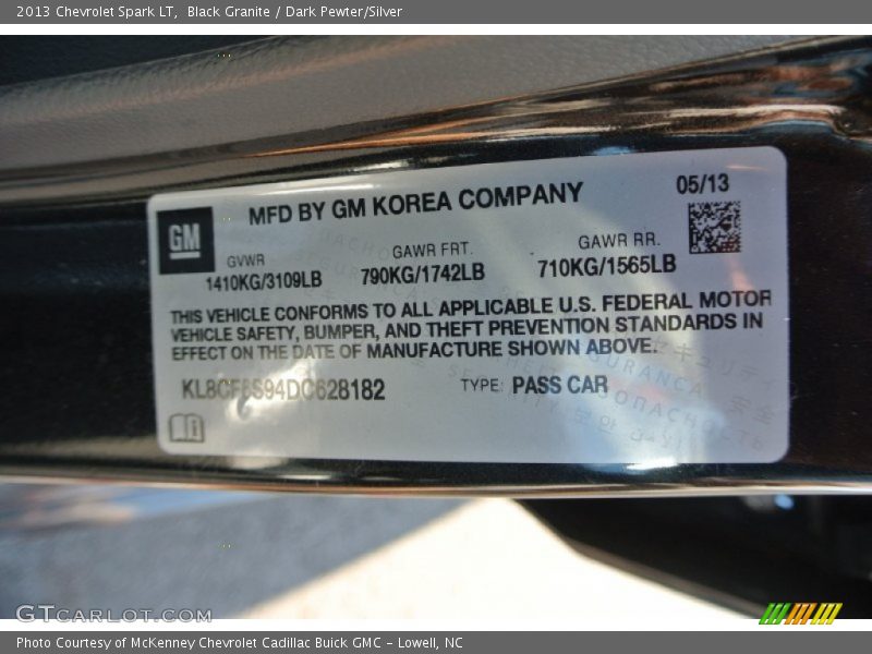 Black Granite / Dark Pewter/Silver 2013 Chevrolet Spark LT