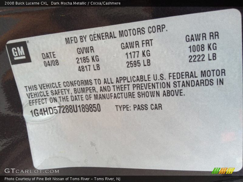 Dark Mocha Metallic / Cocoa/Cashmere 2008 Buick Lucerne CXL