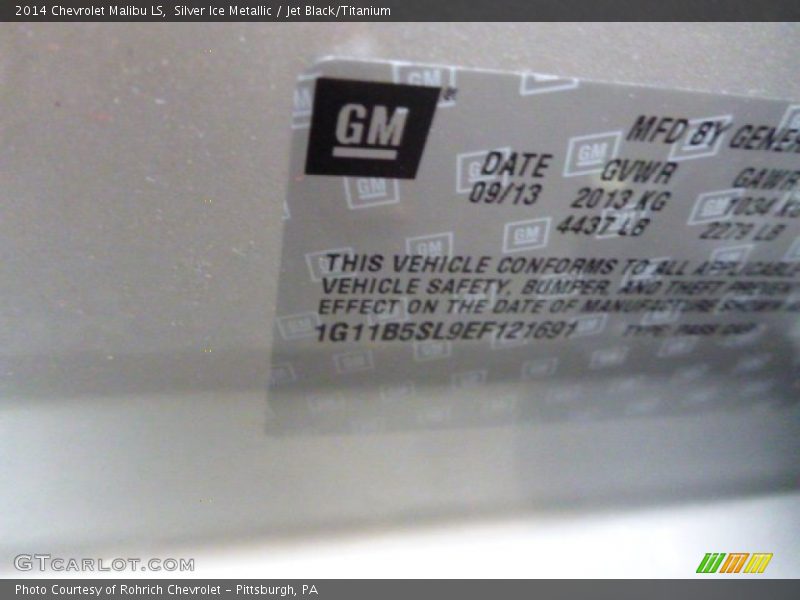 Silver Ice Metallic / Jet Black/Titanium 2014 Chevrolet Malibu LS