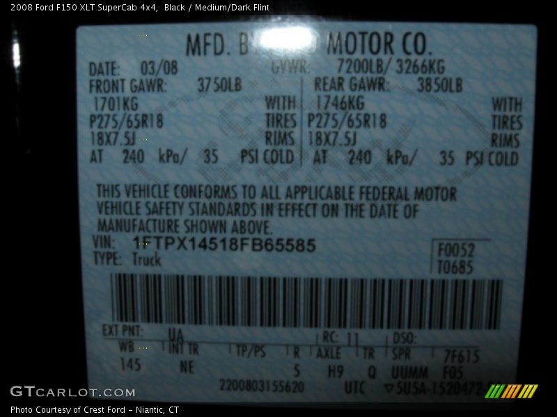 Black / Medium/Dark Flint 2008 Ford F150 XLT SuperCab 4x4