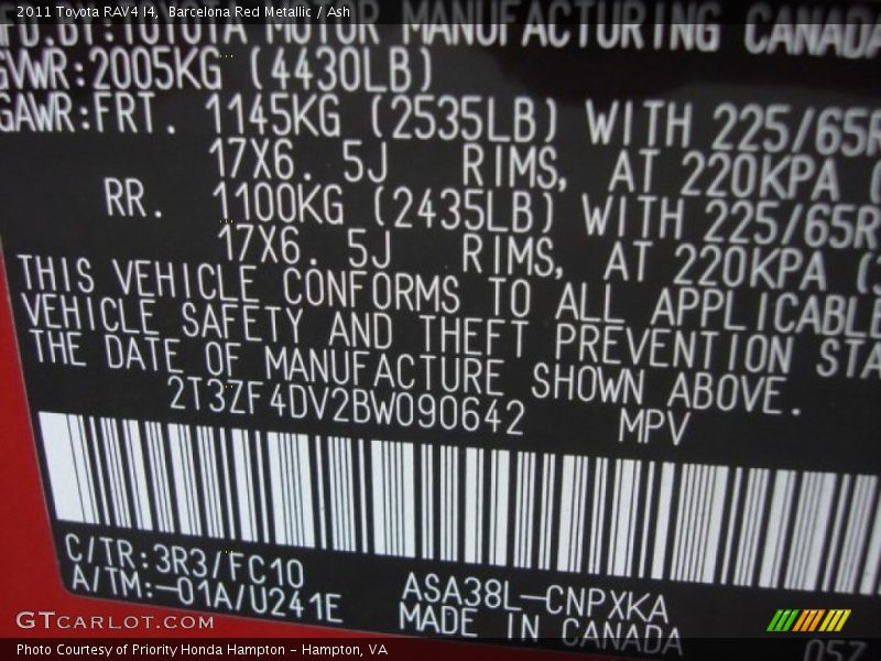 Barcelona Red Metallic / Ash 2011 Toyota RAV4 I4