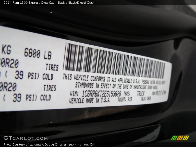 Black / Black/Diesel Gray 2014 Ram 1500 Express Crew Cab
