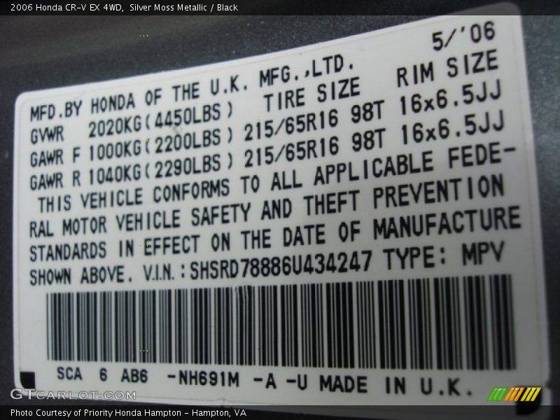 Silver Moss Metallic / Black 2006 Honda CR-V EX 4WD