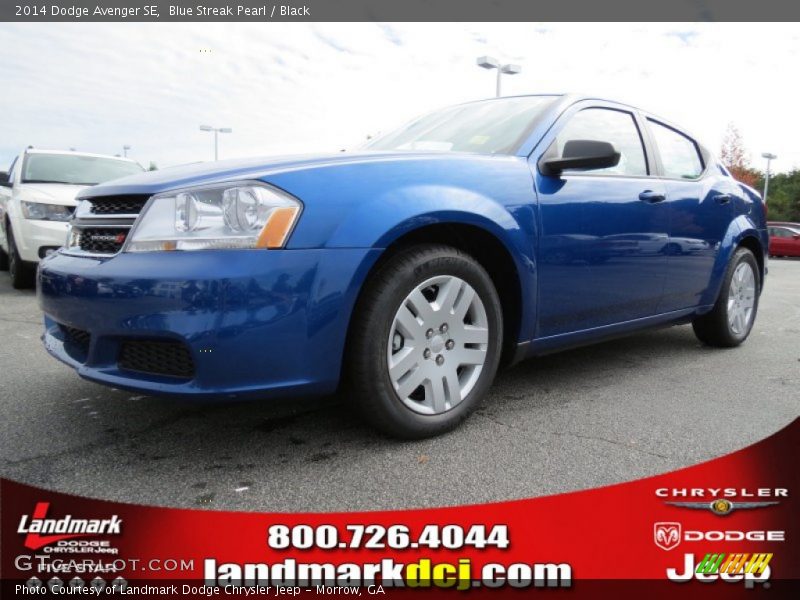 Blue Streak Pearl / Black 2014 Dodge Avenger SE