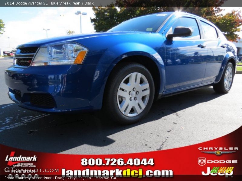 Blue Streak Pearl / Black 2014 Dodge Avenger SE