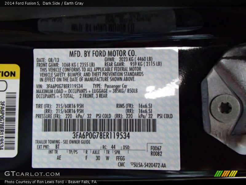 Dark Side / Earth Gray 2014 Ford Fusion S