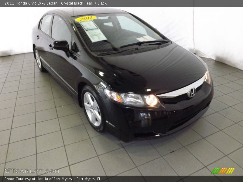 Crystal Black Pearl / Black 2011 Honda Civic LX-S Sedan