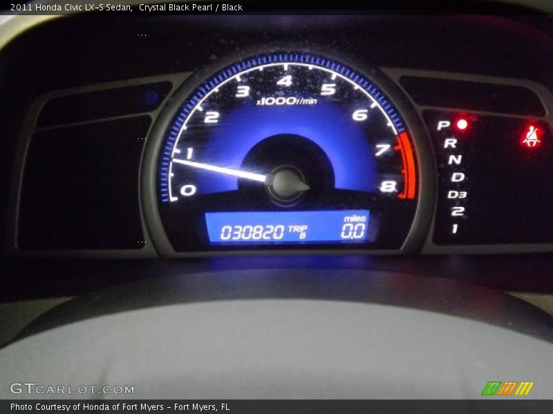 Crystal Black Pearl / Black 2011 Honda Civic LX-S Sedan
