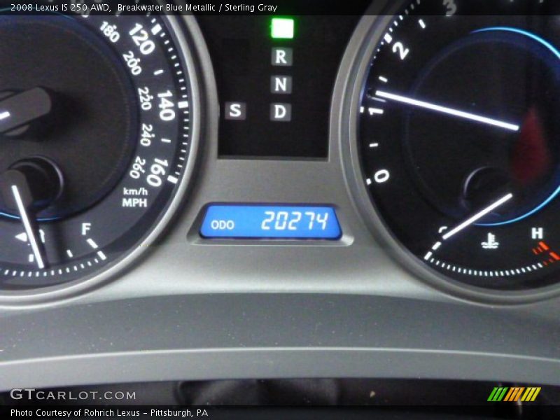 Breakwater Blue Metallic / Sterling Gray 2008 Lexus IS 250 AWD