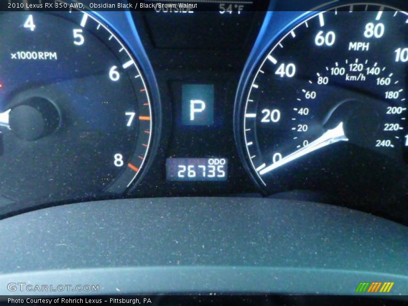 Obsidian Black / Black/Brown Walnut 2010 Lexus RX 350 AWD