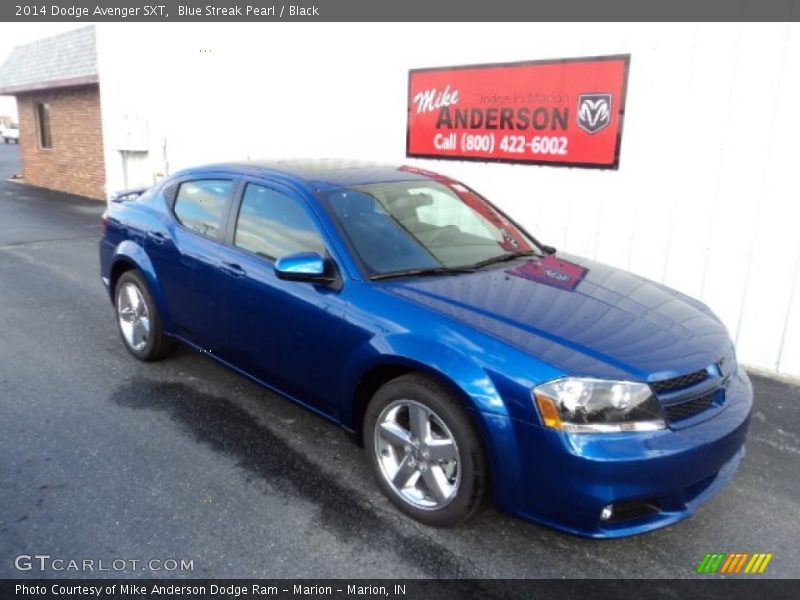 Blue Streak Pearl / Black 2014 Dodge Avenger SXT