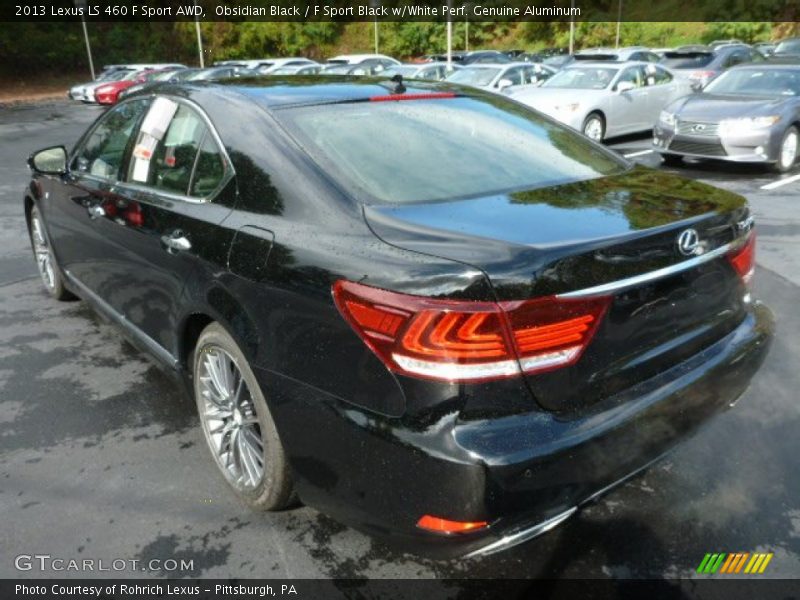 Obsidian Black / F Sport Black w/White Perf. Genuine Aluminum 2013 Lexus LS 460 F Sport AWD