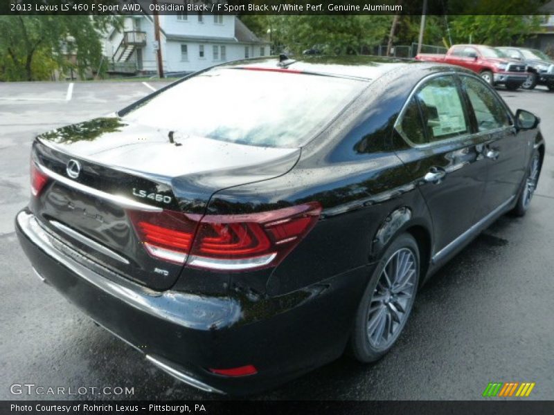 Obsidian Black / F Sport Black w/White Perf. Genuine Aluminum 2013 Lexus LS 460 F Sport AWD