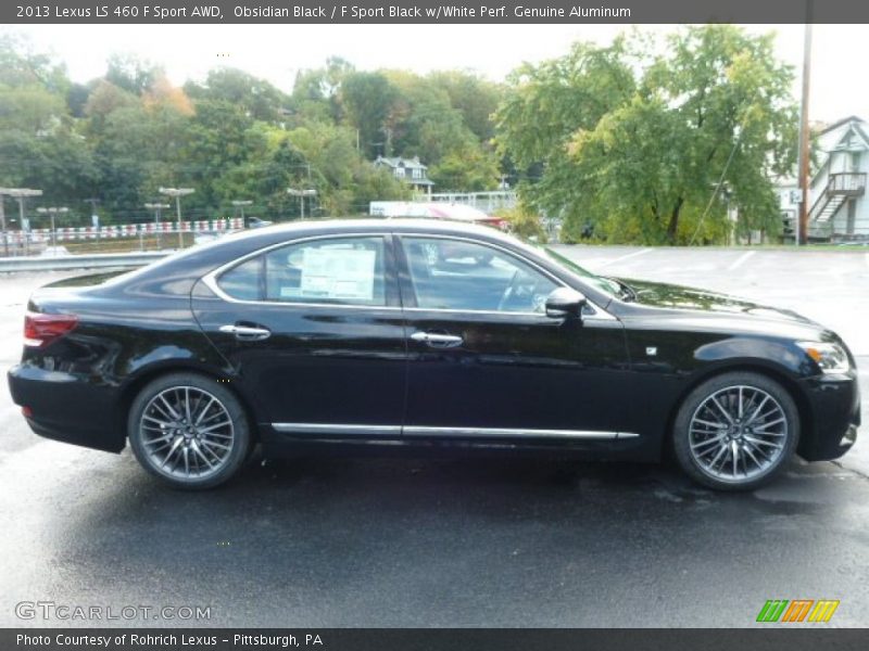Obsidian Black / F Sport Black w/White Perf. Genuine Aluminum 2013 Lexus LS 460 F Sport AWD