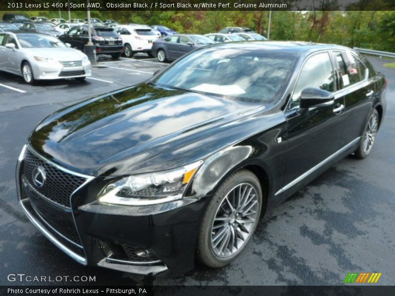 Obsidian Black / F Sport Black w/White Perf. Genuine Aluminum 2013 Lexus LS 460 F Sport AWD