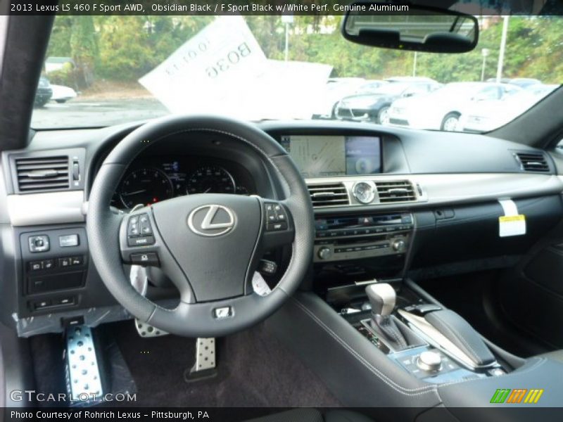 Obsidian Black / F Sport Black w/White Perf. Genuine Aluminum 2013 Lexus LS 460 F Sport AWD