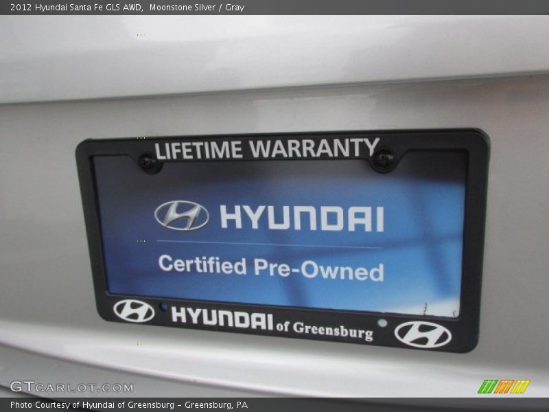 Moonstone Silver / Gray 2012 Hyundai Santa Fe GLS AWD