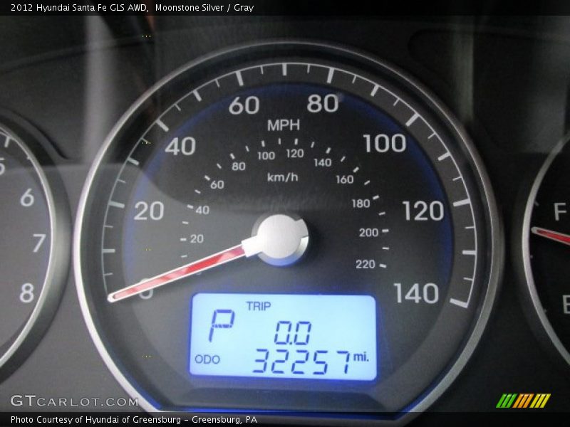 Moonstone Silver / Gray 2012 Hyundai Santa Fe GLS AWD