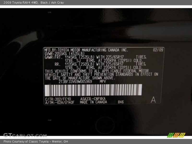 Black / Ash Gray 2009 Toyota RAV4 4WD