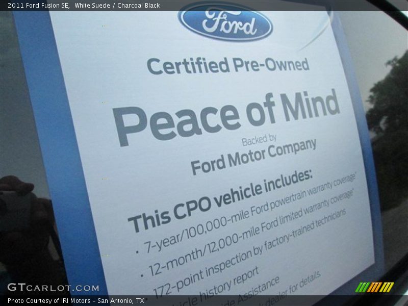 White Suede / Charcoal Black 2011 Ford Fusion SE