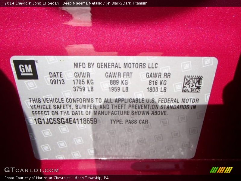 Deep Magenta Metallic / Jet Black/Dark Titanium 2014 Chevrolet Sonic LT Sedan