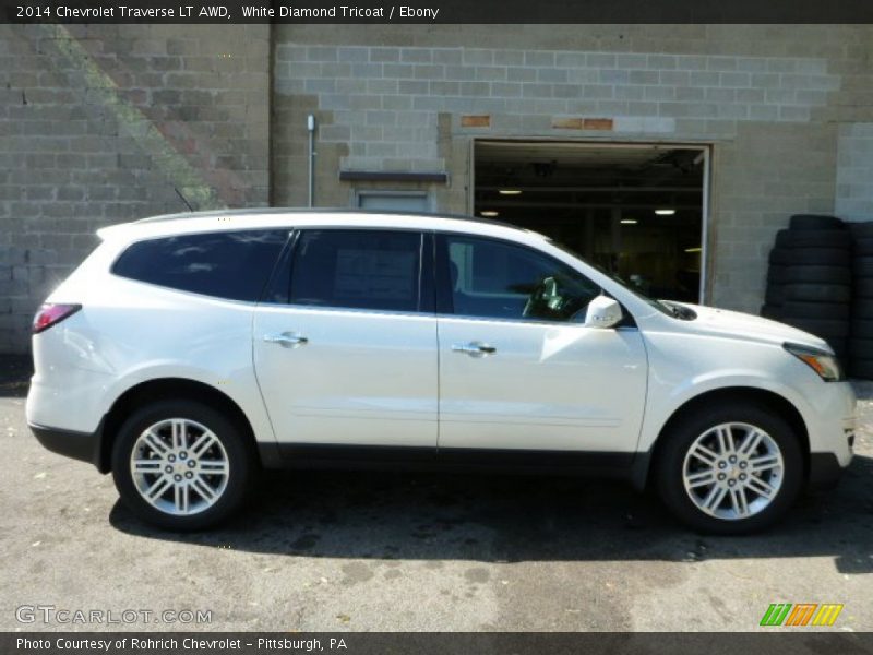 White Diamond Tricoat / Ebony 2014 Chevrolet Traverse LT AWD