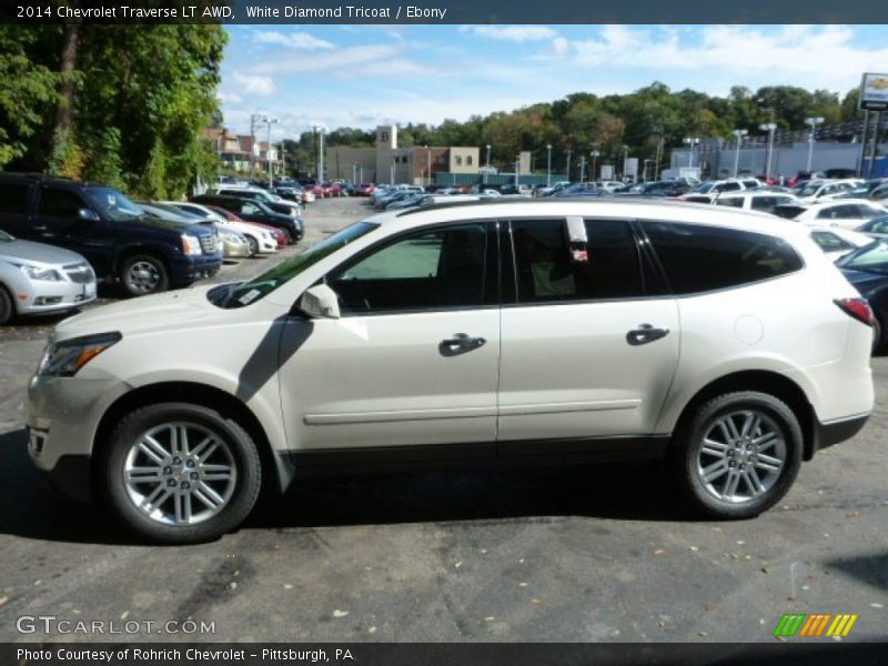 White Diamond Tricoat / Ebony 2014 Chevrolet Traverse LT AWD