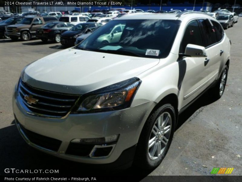 White Diamond Tricoat / Ebony 2014 Chevrolet Traverse LT AWD