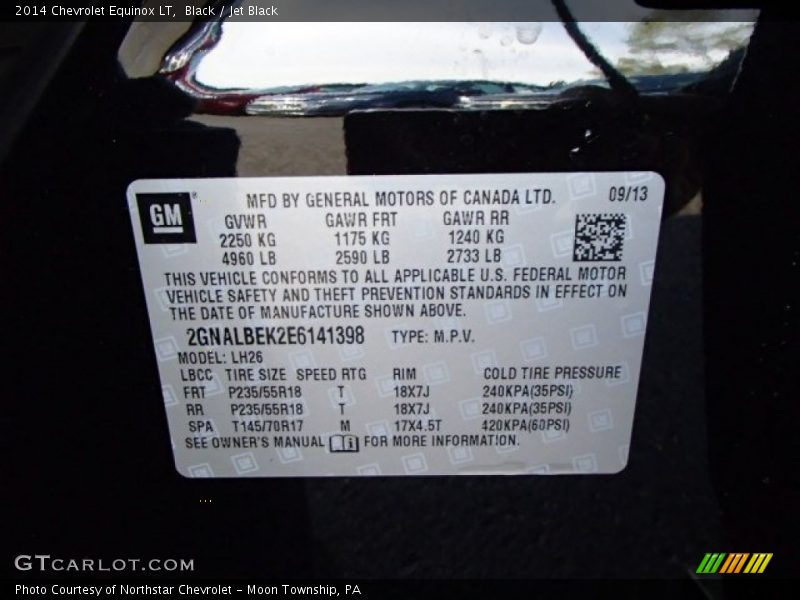 Black / Jet Black 2014 Chevrolet Equinox LT