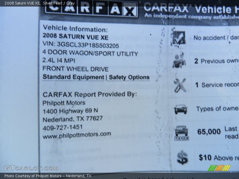 Silver Pearl / Gray 2008 Saturn VUE XE