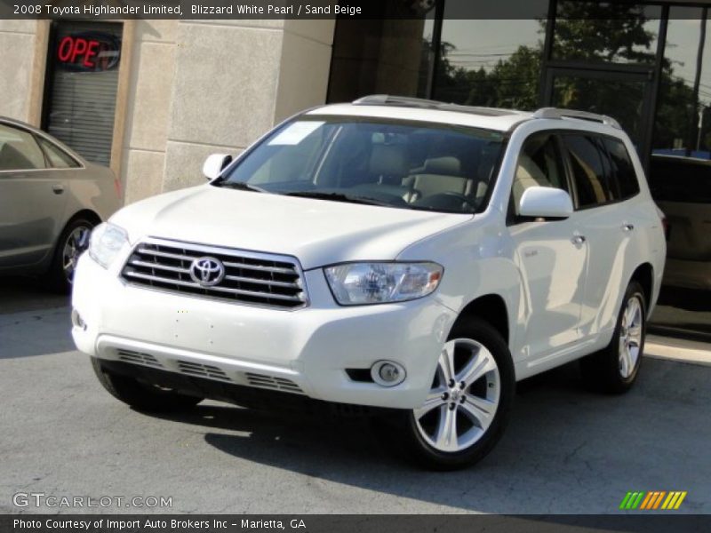 Blizzard White Pearl / Sand Beige 2008 Toyota Highlander Limited