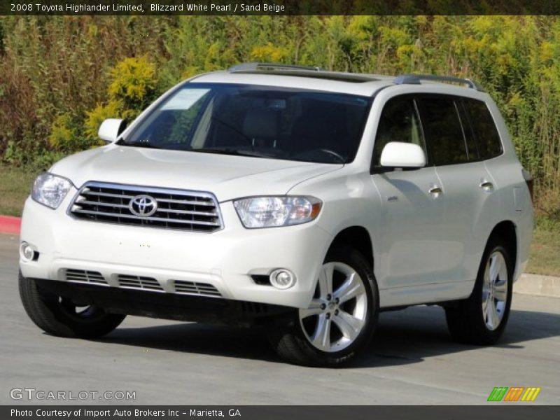 Blizzard White Pearl / Sand Beige 2008 Toyota Highlander Limited