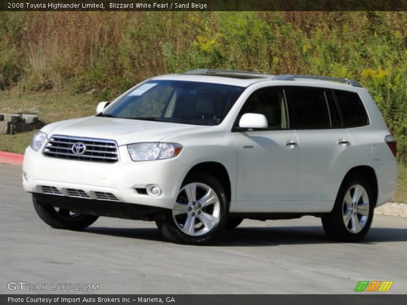 Blizzard White Pearl / Sand Beige 2008 Toyota Highlander Limited