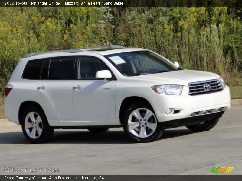 Blizzard White Pearl / Sand Beige 2008 Toyota Highlander Limited