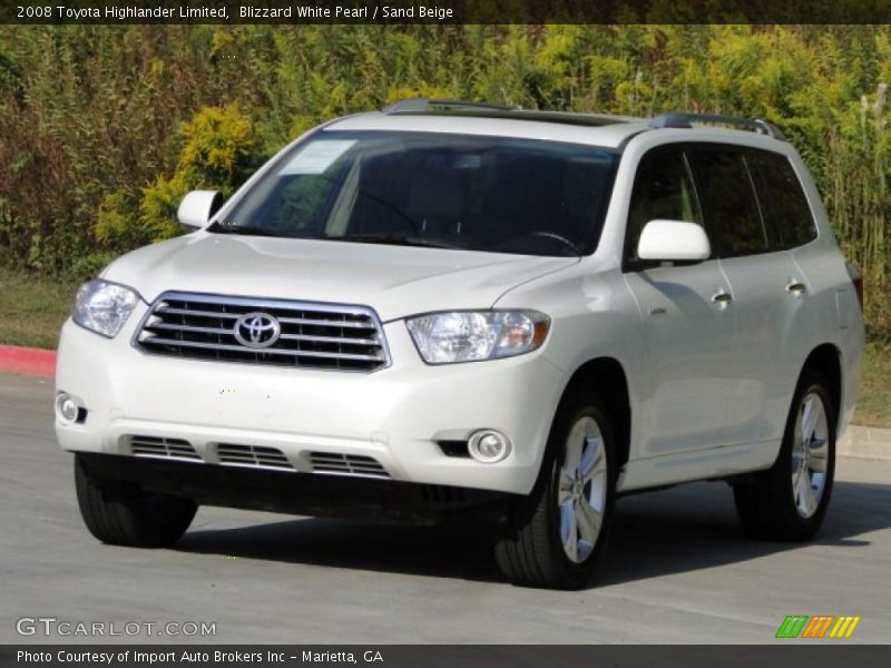 Blizzard White Pearl / Sand Beige 2008 Toyota Highlander Limited