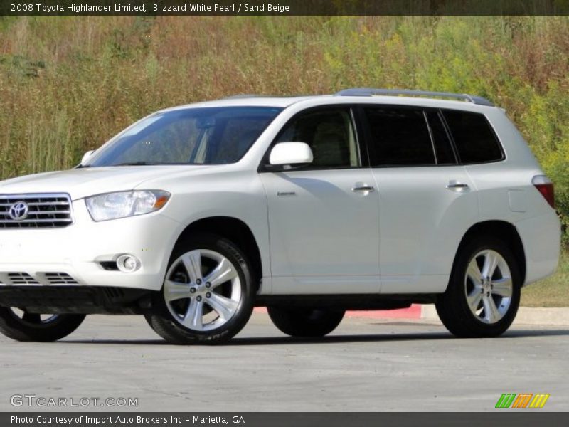 Blizzard White Pearl / Sand Beige 2008 Toyota Highlander Limited