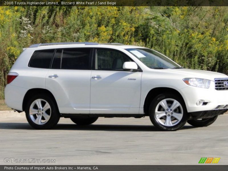 Blizzard White Pearl / Sand Beige 2008 Toyota Highlander Limited