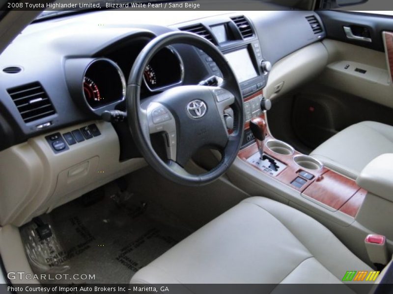 Blizzard White Pearl / Sand Beige 2008 Toyota Highlander Limited
