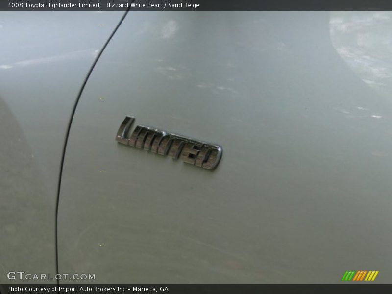 Blizzard White Pearl / Sand Beige 2008 Toyota Highlander Limited