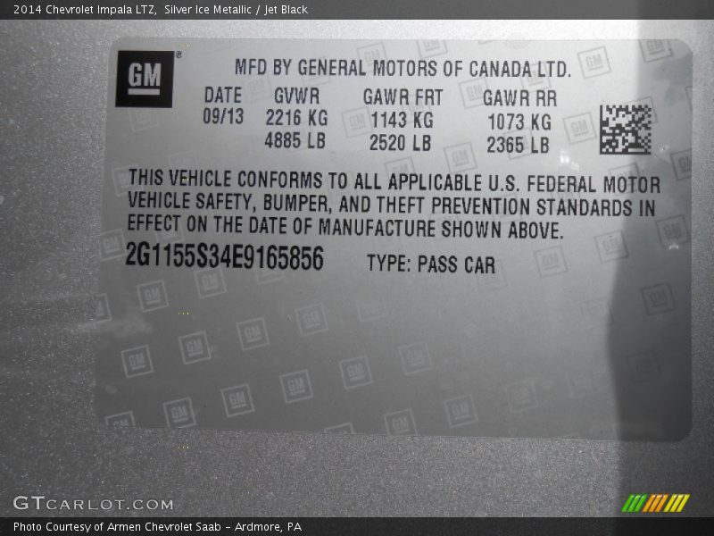 Silver Ice Metallic / Jet Black 2014 Chevrolet Impala LTZ