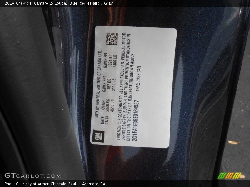 Blue Ray Metallic / Gray 2014 Chevrolet Camaro LS Coupe