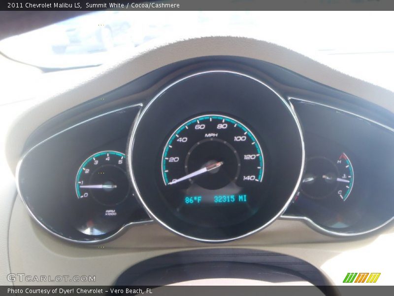 Summit White / Cocoa/Cashmere 2011 Chevrolet Malibu LS