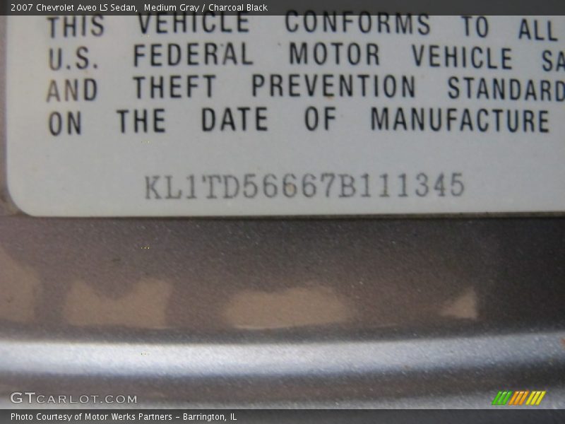 Medium Gray / Charcoal Black 2007 Chevrolet Aveo LS Sedan