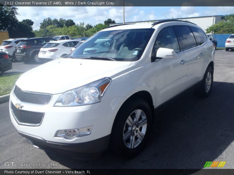 White / Dark Gray/Light Gray 2012 Chevrolet Traverse LT AWD