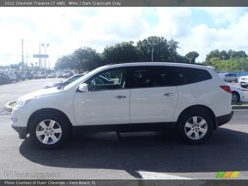 White / Dark Gray/Light Gray 2012 Chevrolet Traverse LT AWD