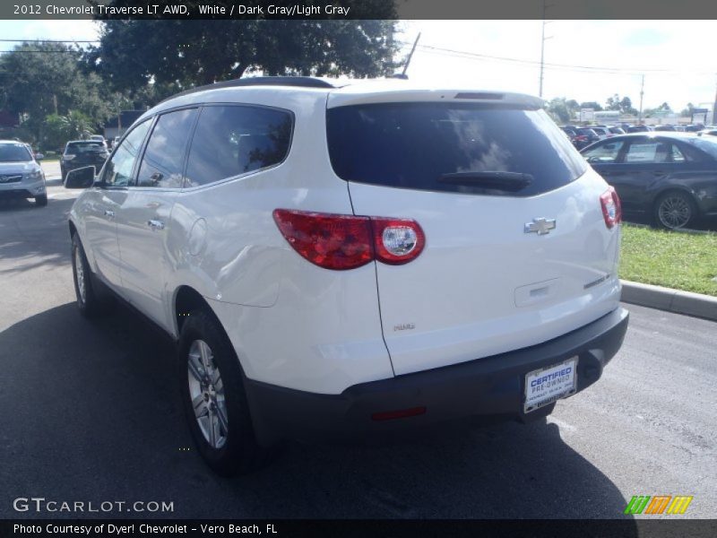 White / Dark Gray/Light Gray 2012 Chevrolet Traverse LT AWD