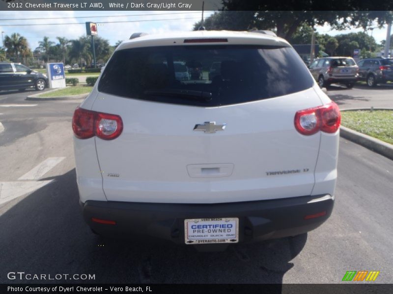White / Dark Gray/Light Gray 2012 Chevrolet Traverse LT AWD