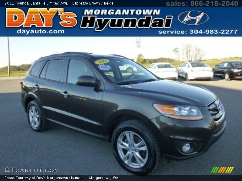 Espresso Brown / Beige 2011 Hyundai Santa Fe Limited AWD